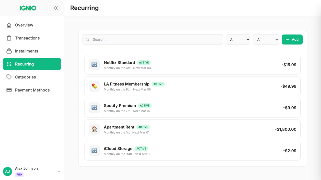 Recurring Transactions